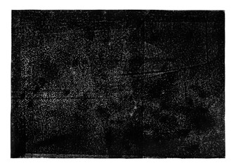 Linocut, relief printing, letterpress rectangle A4 shape rough texture. Black and white artistic linocutting textured background, text frame. Paint roller geometric stains, lino ink grainy surface.