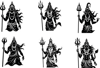 Maha Shivratri, a Hindu festival celebrated of Lord Shiva. Vector set