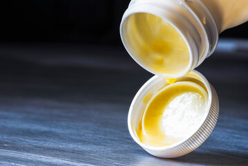 Empty bottle of smoothie or juice after breakfast