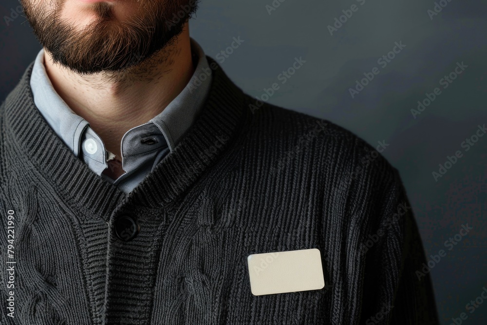 Poster a man with a beard wearing a sweater and tie. suitable for business and casual concepts