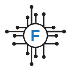 Initial Tec Logo combine with letter F vector template