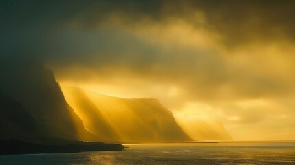 Arctic Circle, Crepuscular rays during midnight sun, Magazine Photography,