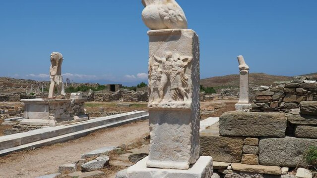 Phallus Monument of Carystius, Delos Archaeological Site, UNESCO World Heritage Site, Delos Island, Cyclades, Greek Islands, Greece, Europe