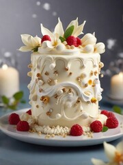 Gorgeous white chocolate and raspberry cake - 794224512