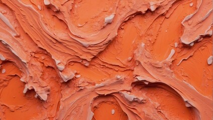 Detailed Texture of Acrylic Paint in Coral Orange Shade.