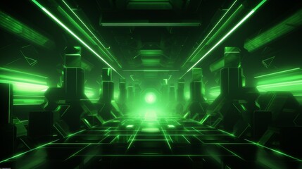Modern, futuristic background in green neon