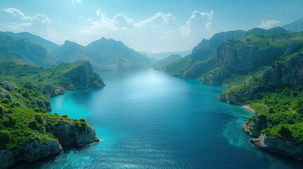 Obraz premium Blue Lake in the Green Mountains