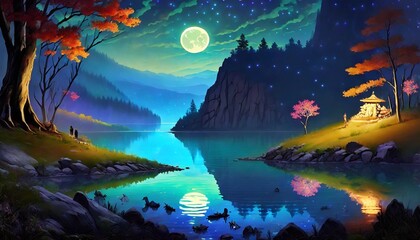 Obraz na płótnie Canvas landscape with the moon