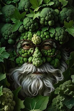 Green man made of leaves

