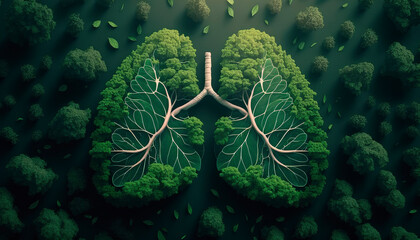 trees in the form of light top view shot in flight. Generative AI,