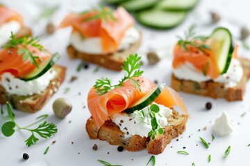 Close up of a delicious plate of food with salmon, perfect for food blogs or restaurant menus