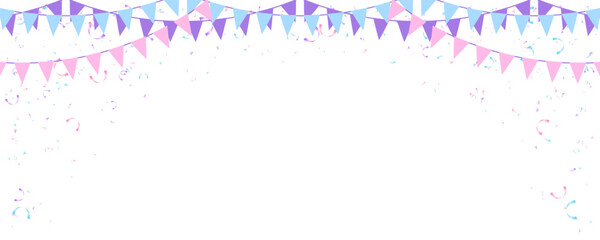 Frame banner celebration event party holiday with triangle pennants chain and confetti