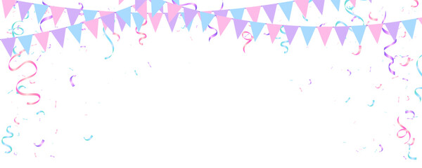 Decoration elements party festival holiday with pastel bunting garland flag and confetti
