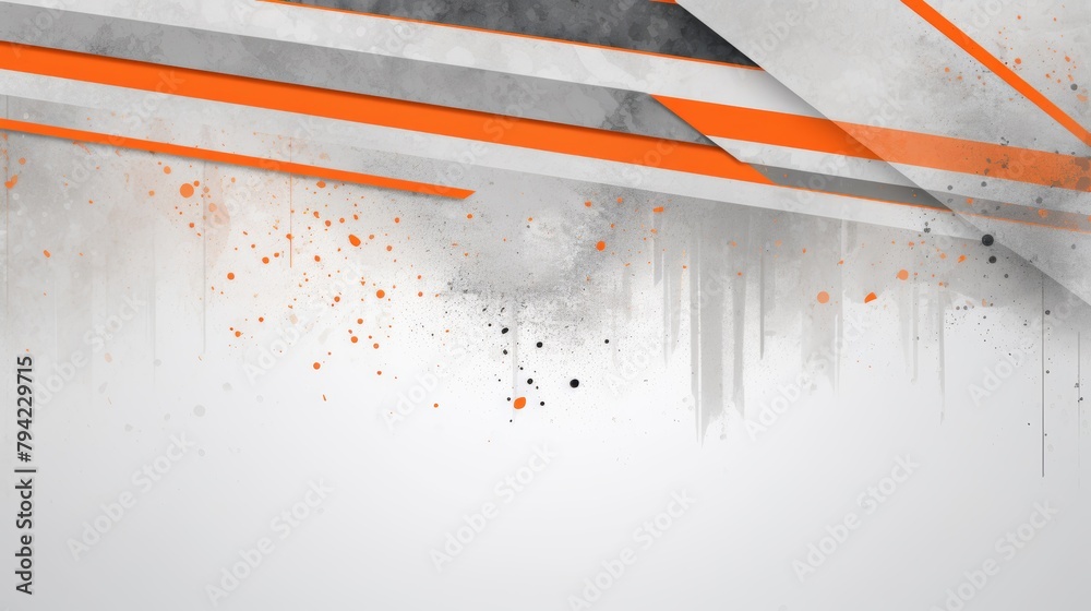 Sticker  Tech orange stripes on abstract grey grunge corporate header banner geometric background