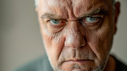 old man with Disgust: Nose wrinkles, lip curls, revulsion evident, recoiling in distaste - obrazy, fototapety, plakaty