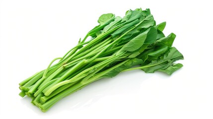 Morning Glory Vegetable - Fresh Water Spinach Isolated on White Background for Healthy Meal - obrazy, fototapety, plakaty