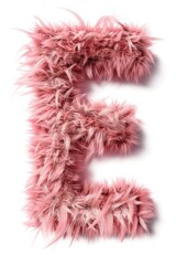Fur Alphabet in Soft Pink. Fluffy Letters Made of Rose Coloured Fur on White Background. 3D Render