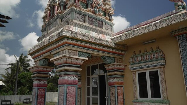 View of colourful temple near Piton, Pamplemousses District, Mauritius, Indian Ocean, Africa