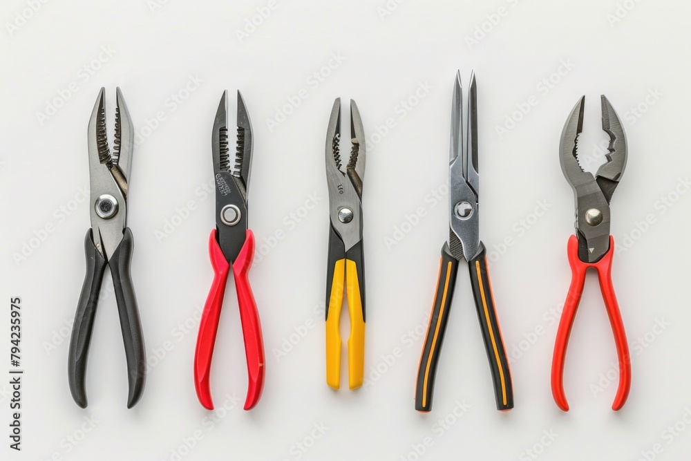 Aufkleber five pliers lined up in a row, useful for various diy projects
