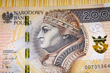 Fragments of Polish paper money.