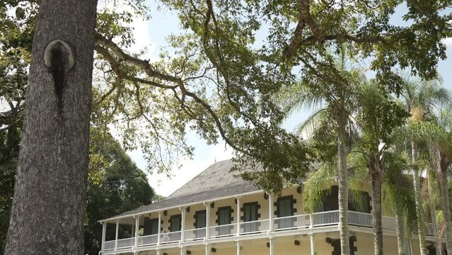 View of Le Chateau de Mon Plaisir in Sir Seewoosagur Ramgoolam Botanical Garden, Pamplemousses District, Mauritius, Indian Ocean, Africa