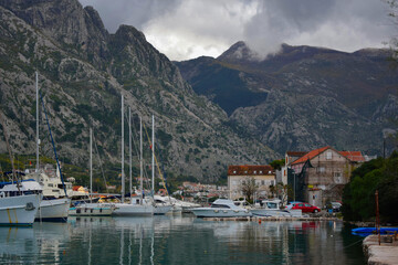 Bay of Kotor, the pearl of Montenegro. It is surrounded by mountains covered with dense forests,...