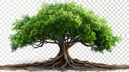 a tree with many roots on a white background
