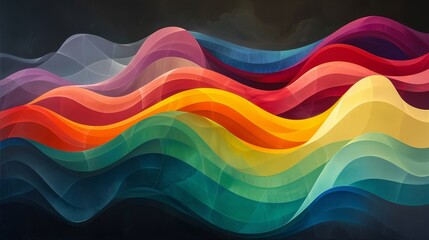 A colorful wave with a rainbow pattern