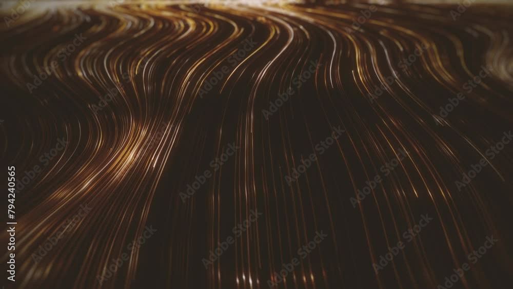 Poster gold streaming lines background/ animation of an abstract background of flowing and streaming light 