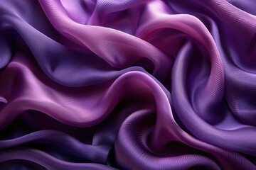 A closeup of wavy purple fabric with an intricate pattern, rendered in high resolution. Created with Ai