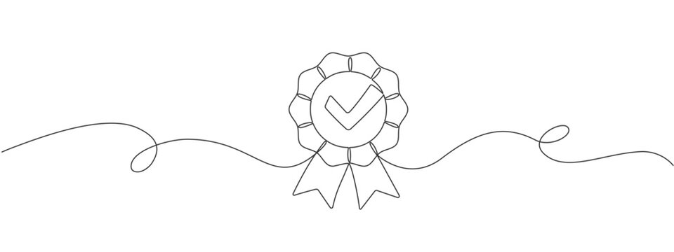 recommend clip art: Continuous editable line drawing of winner's award. Insignia. Concept of victory, professional badge of honor, certificates. Simple vector illustration