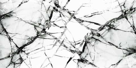Shattered Silence: Black and White Cracked Glass Textures