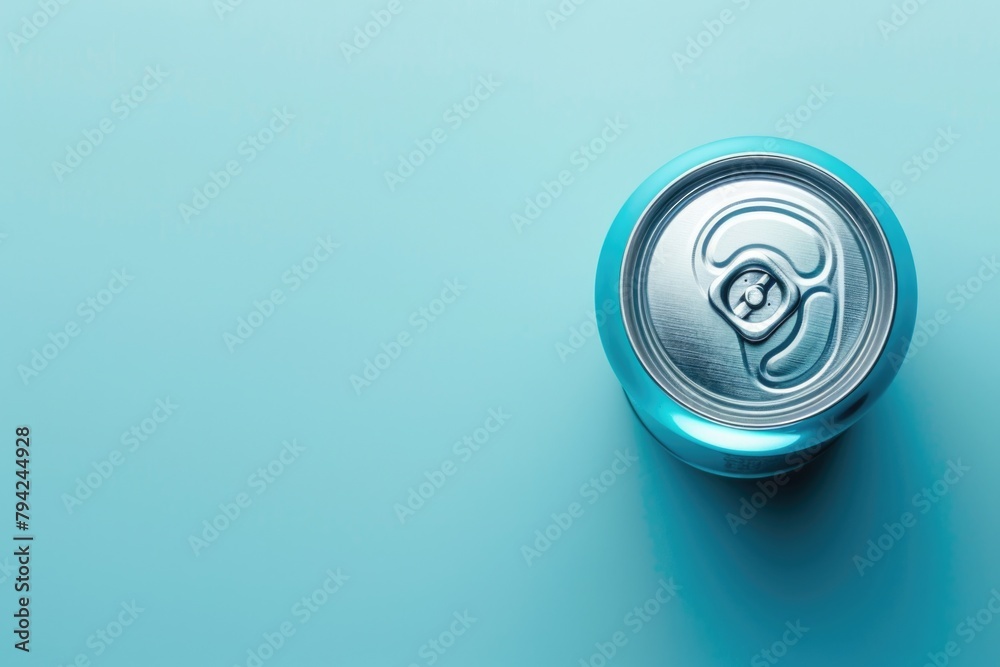 Poster a can of soda on a blue background. perfect for beverage or refreshment concepts