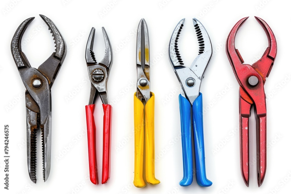 Poster collection of different pliers for various purposes. ideal for diy projects or professional workshop