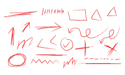 chalk scribble doodle brush arrow. brush line elements set. brush crayon arrow. brush underline