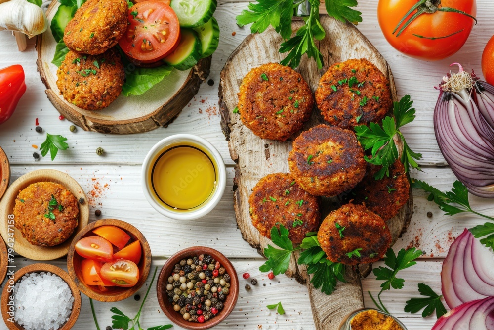 Poster a table filled with a diverse selection of delicious food. ideal for food and beverage concepts