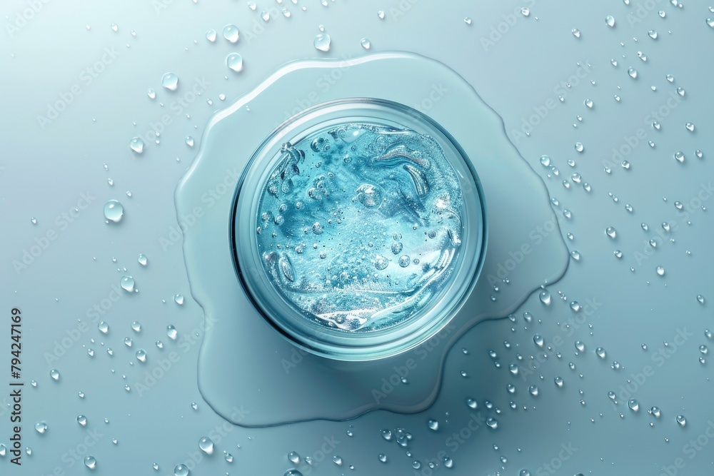 Poster close up of a glass of water on a table, suitable for various concepts