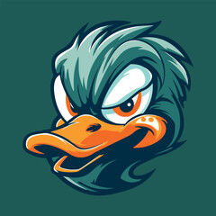 Duck head mascot logo vector illustration with isolated background