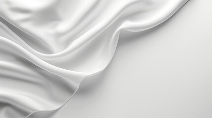 Fototapeta premium Luxurious White Satin Material Draped Elegantly for Background with Soft Folds and Textures.