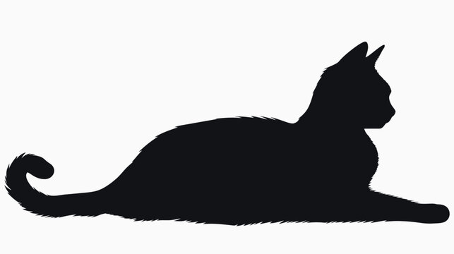 a silhouette of a cat sitting on the ground