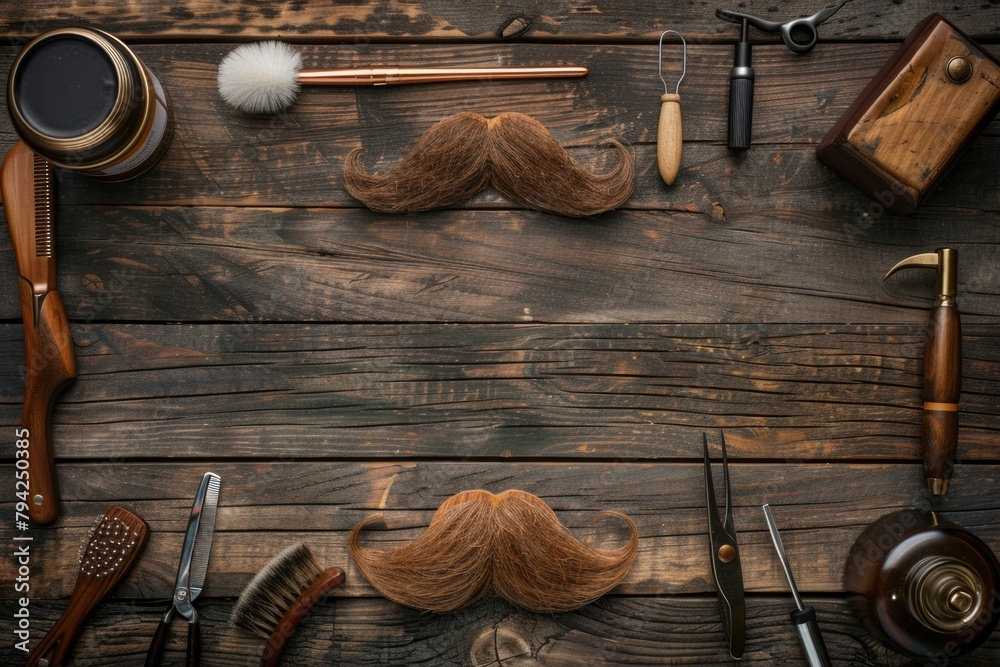 Canvas Prints Assorted hair types displayed on a wooden table, suitable for beauty or haircare concepts