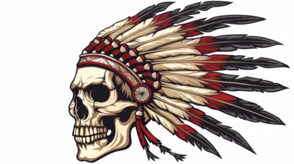 Poster a skull wearing a native indian headdress © Thuan