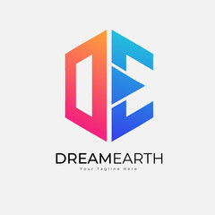 Dream Earth Logo design template - D and E letter logo