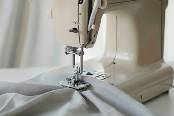 A white sewing machine placed on a table, perfect for creative projects