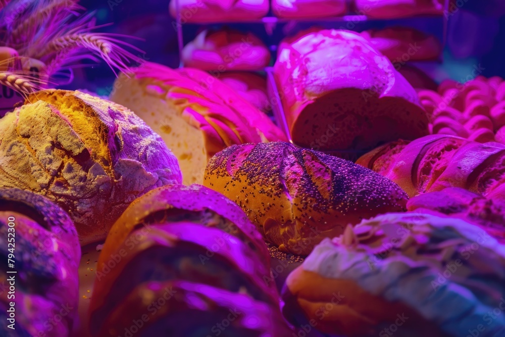 Poster Assorted bread on display, perfect for bakery or food concepts