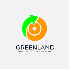 Green land logo design template - Circle arrow logo