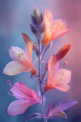 Flowers with a gradient of pink to orange colors. Concept for nature, spring, and beautiful floral designs.