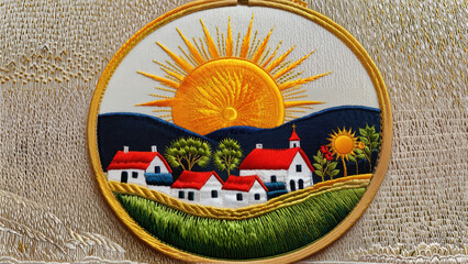 Embroidery Nature Patch | Sunny Day | Village