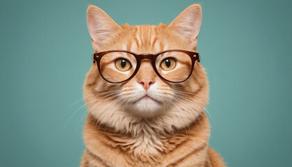 Adorable Ginger Tabby Cat with Glasses