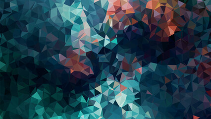 Low poly a blue and orange abstract painting with many triangles - 794256584